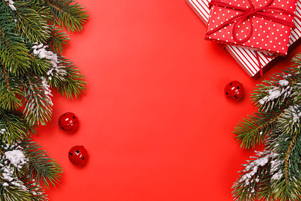 istock Christmas background with snowy fir tree branches 2240689683