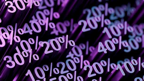 istock Black Discount Numbers with Neon Lighting, Black Friday Sale Concept 2240690524