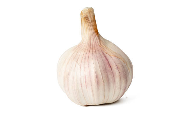 The High-resolution photograph of fresh garlics isolate on white, taken with a high-resolution 45MP camera