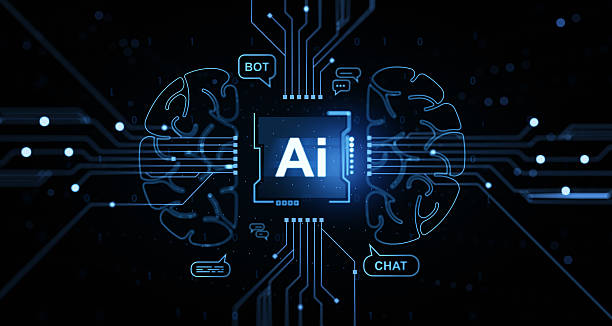 istock Futuristic AI chatbot interface concept with glowing circuits and brain silhouette on dark digital background representing artificial intelligence system. 3D Rendering 2240693798