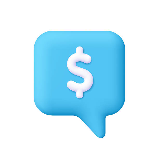 istock Blue speech bubble with a white dollar sign. Banking, investment, economic, financial communication, money talk and business discussion concept. 3d vector icon. Cartoon minimal style. 2240693930