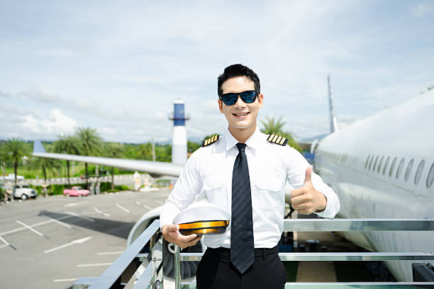 istock Airline pilot in uniform with sunglasses standing confidently outside airplane, ideal for aviation, travel, and professional pilot lifestyle imagery 2240699381