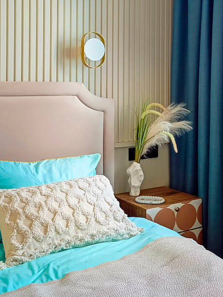istock Beautiful modern bedroom interior. Vertical photo. 2240703036