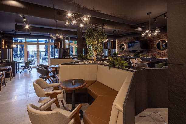 istock Interior of a modern hotel cafe bar restaurant 2240703748