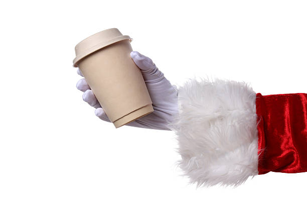 istock PNG, Santa's hand with a paper cup, isolated on white background 2240712216