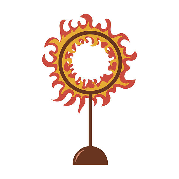 istock A burning circus ring. Vector of a burning ring icon for a lion or tiger jumping on a white background. 2240713336