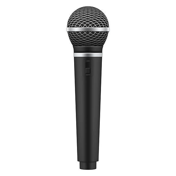 istock An illustration of a microphone with a round head and a mesh cover for clear sound. Designed for musicians and speakers, it is indispensable for live performances and studio work. 2240716219