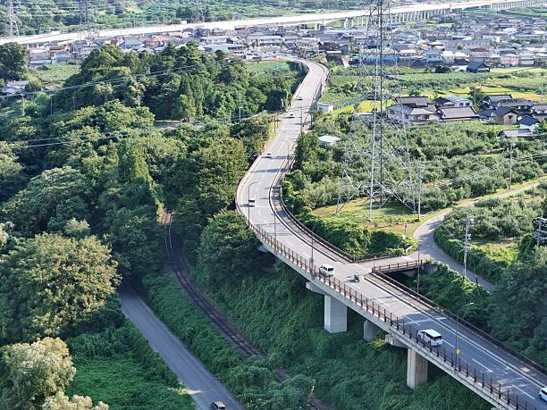 istock A road with a bridge over it and a city in the background 2240721465