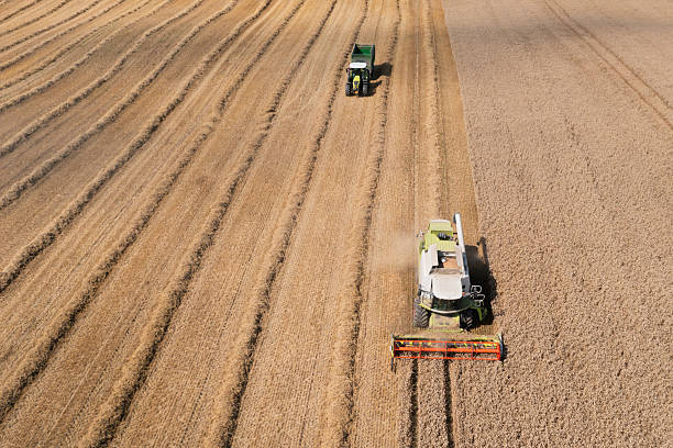 istock Drone view of a combine harvester and tractor 2240726942