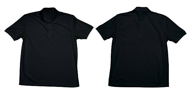 istock Black polo shirt front and back view isolated on white background for apparel mockup and fashion design 2240727714