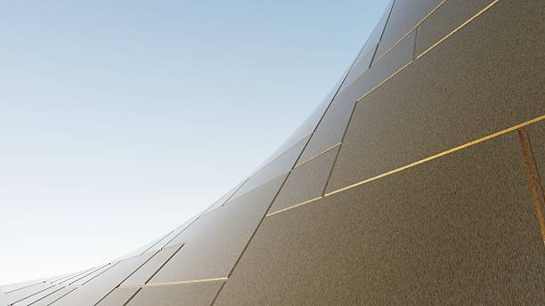 istock 3d illustration of abstract titanium architecture background, Minimal curved geometry architectural, Steel panel architectural design,Geometric metal building 2240728006