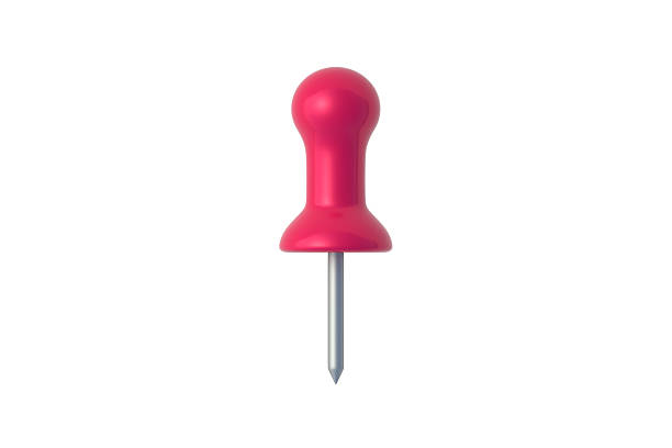 Pushpin isolated on white background. Office supplies. School accessories. 3d render