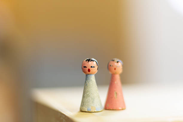 Antique porcelain baby dolls in a flea market