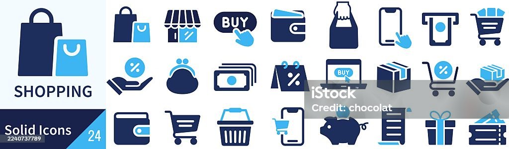 Vector Silhouette Icon Set for Shopping - Royalty-free Pictogram vectorkunst Vector Silhouette Icon Set for Shopping - Royalty-free Pictogram vectorkunst