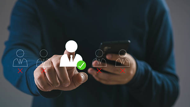 istock Concept of recruitment and candidate selection with digital interface, HR choosing right employee profile, online job application, hiring process, talent management, and business human resources. 2240740735