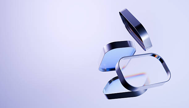 istock Futuristic abstract shapes floating in minimalistic purple background, creating modern and sleek design 2240750295