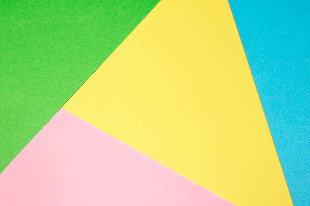 istock Simple Paper Card Primary Colour Lined Geometric Shapes in Multicolour Rainbow Calm Background 2240752207