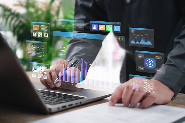 istock Digital Marketing Dashboard and Online Advertising Concept, Businessman Analyzing Digital Marketing Data, Internet Campaign Strategy, Target Customer Engagement, Brand Promotion for Business Growth 2240754802