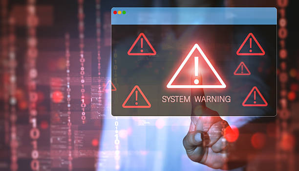 istock System hacked warning alert.Cyber ​​attack on computer network. Cyber security and cybercrime. 2240756653