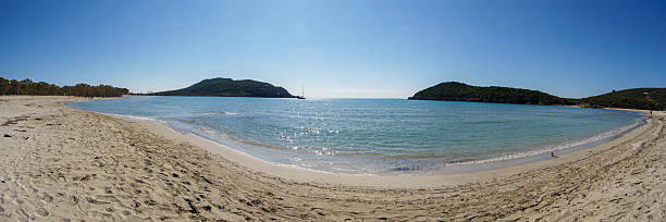 istock Panoramic view of empty Ammoudia beach on a sunny spring day, Ammoudia, Epirus, Greece 2240757494