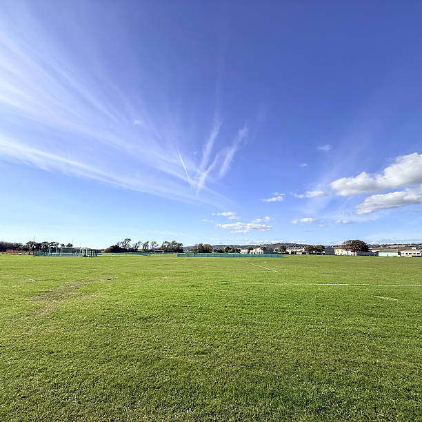 istock Green field and blue sky on Autumnal day 2240760164