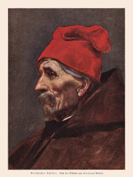 Greek sailor. Color halftone print based on an oil sketch by Nicolaus Gysis (Greek-German painter, 1842 - 1901), published in 1897.
