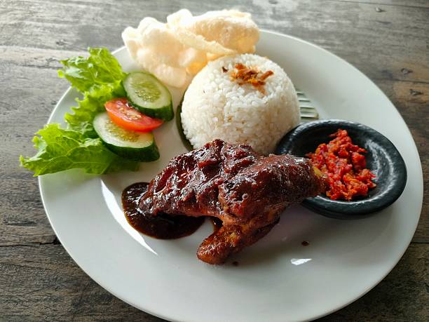 istock Indonesian Rice Dish with Braised Chicken and Sambal 2240766489