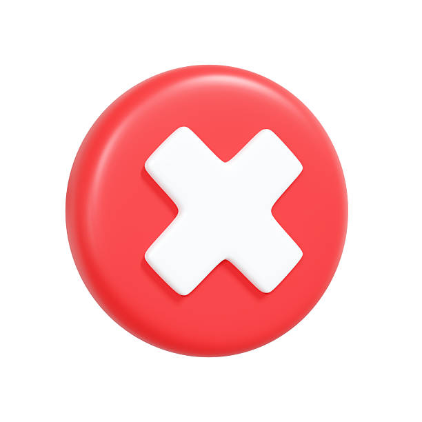 istock 3D red circular button with white cross icon, minimal reject or error sign 2240766847