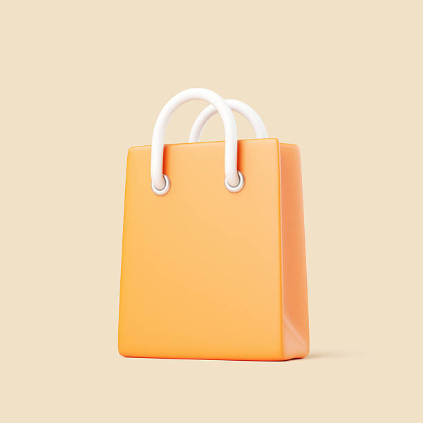 istock 3D orange shopping bag with white rope handles isolated on beige background 2240768976