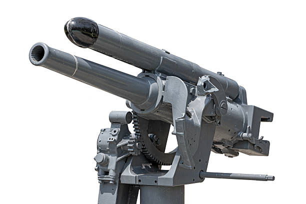 Historic anti-aircraft gun isolated on white background
