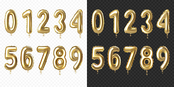 istock Set of gold balloon numbers set, isolated 2240772809