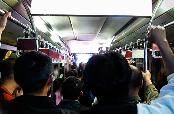 Crowd of people in the bus