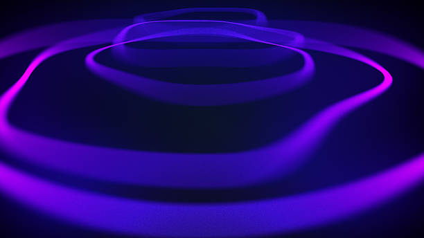 istock Neon circle. Purple eraser on black background. Abstract glowing circles blue. Blurred luminescent vector, laser lines move in waves. Neon threads gradient led. 4K, 2240776522
