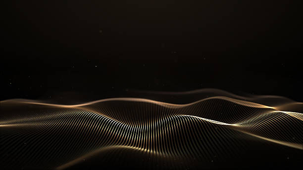 Golden waves on black background. Abstract luxury vector. Smooth motion of shiny ore. Precious metal. Liquid flow of golden lines. template, golden mockup. HD, 4k