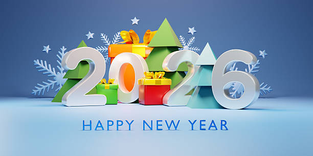 istock Happy New Year 2026 design. 3d render. 2240777776