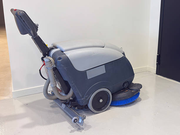 istock Scrubber dryer on a tile floor, professional equipment 2240778584