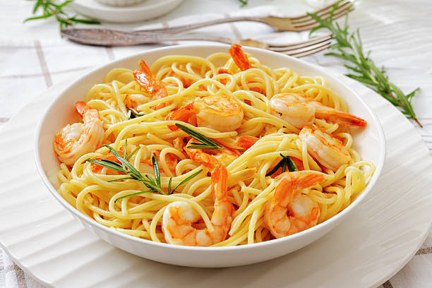 istock yummy spaghetti with shrimps in a white bowl 2240782089