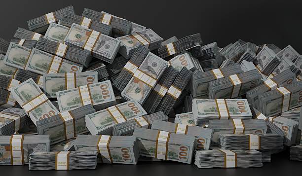 istock Money pile, banknotes, treasure, abstract background, 3D illustration 2240785141