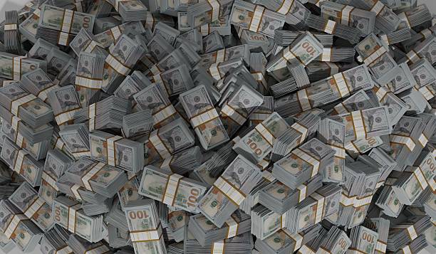 istock Money pile, banknotes, treasure, abstract background, 3D illustration 2240785143