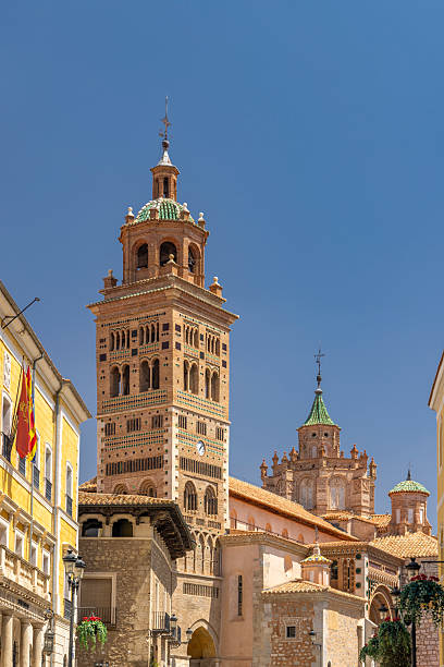 istock Teruel cathedral Mudejar tower standing under blue sky 2240788373
