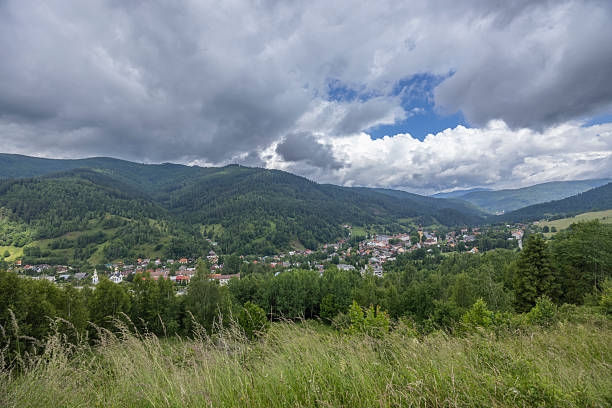 istock Smolnik village view with mountains and cloudy sky 2240789037