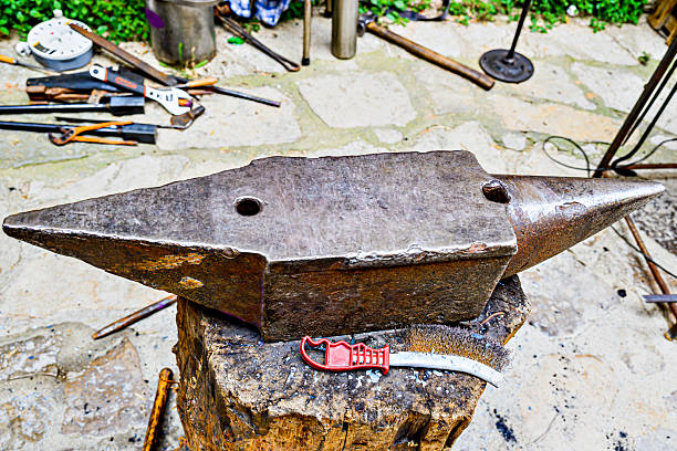 Old Anvil with Hammer in the Blacksmith Shop