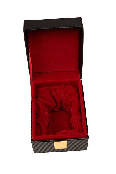 istock Black empty box covered with red velvet isolated on a white background. 2240793391