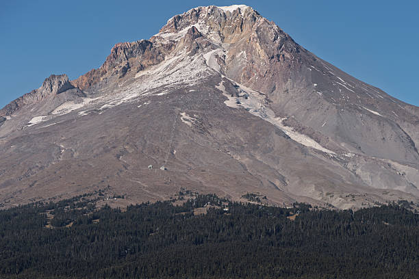 A close up look of Mount Hood from Trillium Lake on a clear day in October