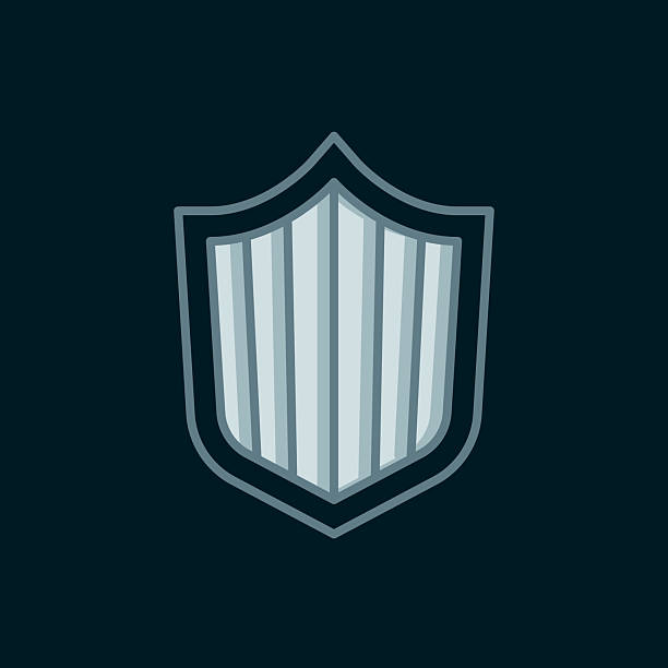 istock Line Shield icon isolated on black background. Guard sign. Security, safety, protection, privacy concept. Flat filled outline style with shadow. Vector 2240803592