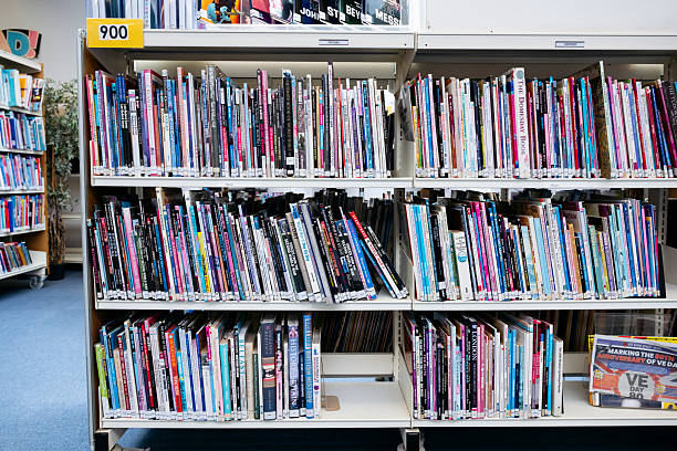 istock Bookshelves in school library 2240807484