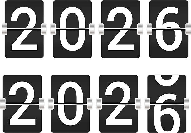 istock Happy new year 2026 countdown. Happy new year 2026 vector illustration with counter. Electric meter with numbers. Display of odometer. Dial with watt. Gauge panel of device. 2240812378