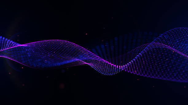 istock colorful wave isolated black background. Abstract background. Particles line. Abstract of mesh glowing blue pink purple. 4K, 2240814436