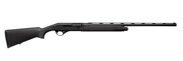 istock A modern black tactical shotgun isolated on a clean white background. 2240818144
