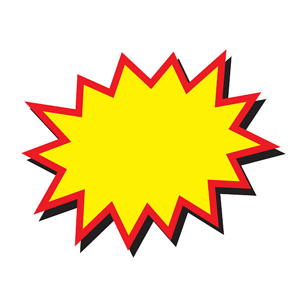 istock Blank Sale Tag and Banner – Red and Yellow Starburst Sticker, Pop Art Comic Bubble 2240819519